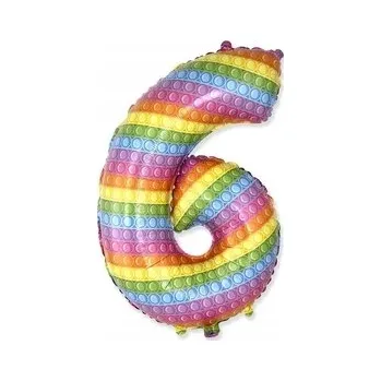 Balónek Foliový balónek Číslice 6 Šest POP IT Narozeniny 85 cm
