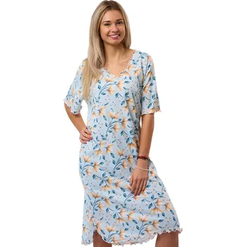 Dámská noční košile Dámská noční košile - Pro plnoštíhlé 1XL-4XL, modrá, exotické květy 1C4172 modrá 3xl