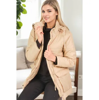 Dámská casual bunda Z9703 DEWBERRY WOMEN'S COAT-BEIGE dewberry černá | krémová 3468501