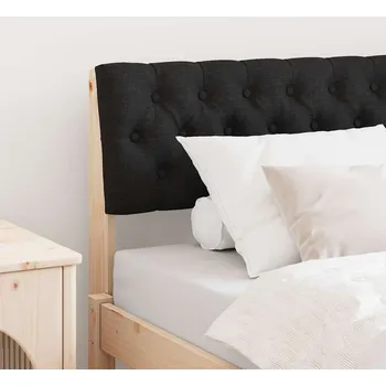Postel Čalouněné čelo postele Černá 90 cm Masivní borové dřevo
