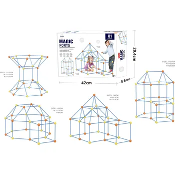 ostatní stavebnice Mamido Magic forts Konstrukční stavebnice velké slámky a spojky 81 dílů