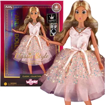 Panenka WOOPIE ROYAL Lily Doll 30 cm Dlouhé blond vlasy Růžové šaty Šperky