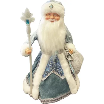 Figurka Figurka Děda Mráze v světle modo-bílé se stříbrem, s oddělením na cukrovinky a dárky, 40 cm