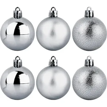 Vánoční dekorace Euro Habitat Vánoční koule 70 mm - Stříbrná, sada 6 kusů