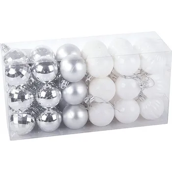 Vánoční ozdoba Verk 26098 3 cm bílé/stříbrné 36 ks