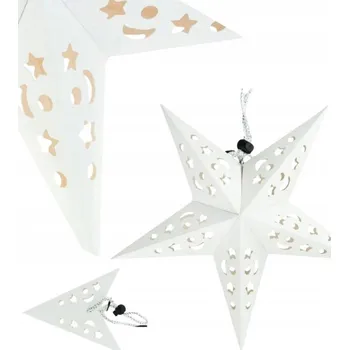 Vánoční dekorace SKLÁDACÍ VÁNOČNÍ HVĚZDA PAPÍROVÁ 3D DEKORACE PROVZOROVANÁ VITRÁŽ OKNO 27CM