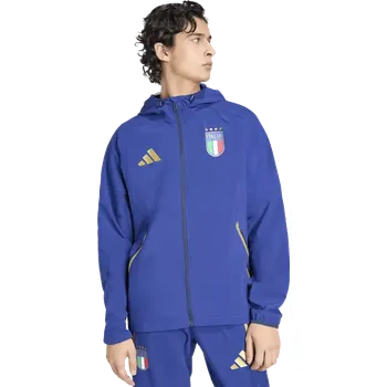 Fotbal Pánská bunda větrovka Adidas Itálie 2026 Tiro Travel Full-Zip modrá