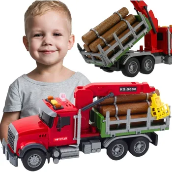 autíčko WOOPIE Nákladní automobil s pohyblivým dřevěným jeřábem Zvukové světlo 1:14