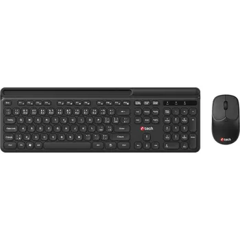 C-TECH Klávesnice Quallis WLKMC-05, bezdrátový combo set s myší, černý, USB, CZ/SK