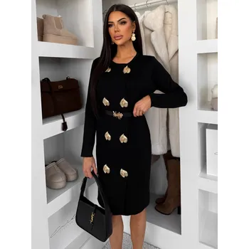 Dámské šaty Černé elegantní svetrové šaty HEARTY s dlouhým rukávem Velikost: M/L