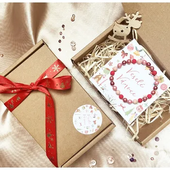 Vánoční dekorace Vánoční dárkové balení s náramkem Veselé Vánoce