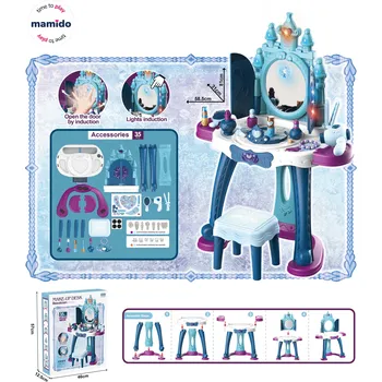 Toaletní stolek Mamido Dětský kosmetický stolek s kouzelným inteligentním zrcadlem modrý