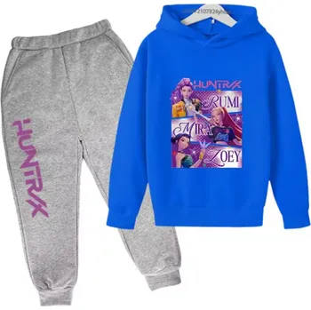 KPop Demon Hunters (Lovkyně démonů) Tepláková souprava KPop Demon Hunters (Huntrix), šedé tepláky + barevné mikiny Barva: šedé tepláky + modrá mikina (11), Velikost: 130