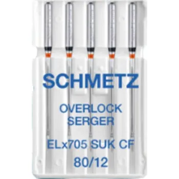 Příslušenství k šicímu stroji ELx705 SUK CF( NM 80/12) Jehly Schmetz pro coverlock (5 ks/box)