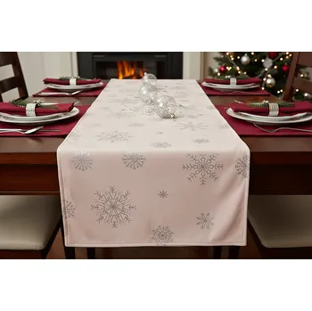 ubrus Vánoční ubrus - běhoun na stůl SNOWFLAKE pudrová růžová 40x140 cm Mybesthome