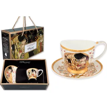 Carmani® Šálek s podšálkem 100 ml na espresso Vanessa Gustav Klimt "Polibek"