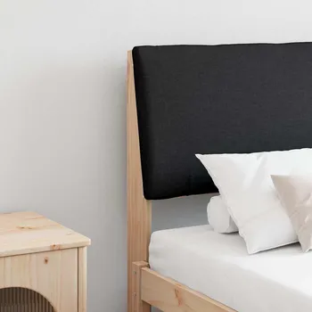 Postel Čalouněné čelo postele Černá 200 cm Masivní borové dřevo
