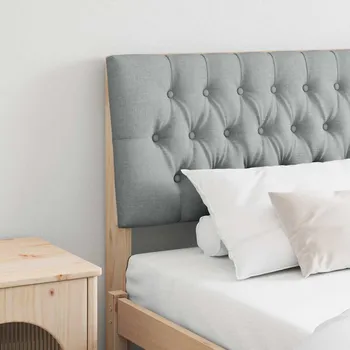 Postel Čalouněné čelo postele Světle šedá 200 cm Masivní borové dřevo