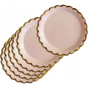Talíř TALÍŘKY na jedno použití NUDE BÉŽOVÉ ZLATÉ karamelové BOHO 6 ks