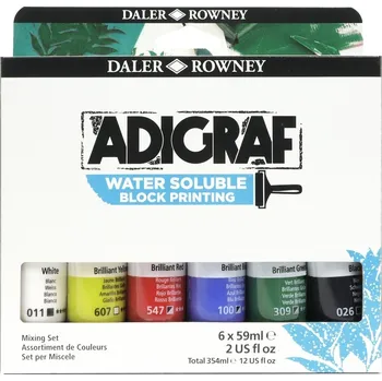 Speciální výtvarná barva Daler Rowney Adigraf Block Printing Water Soluble Colour Barva na linoryt 6 x 59 ml