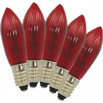 Vánoce Žárovky 20V 3W E-10 červené (5ks) pro vánoční řetězy (1ks)