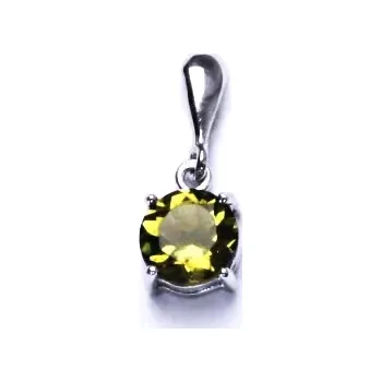 Přívěsek Stříbrný přívěsek, přírodní olivín, přívěšek ze stříbra, P 1357 (přírodní kámen 8 mm)