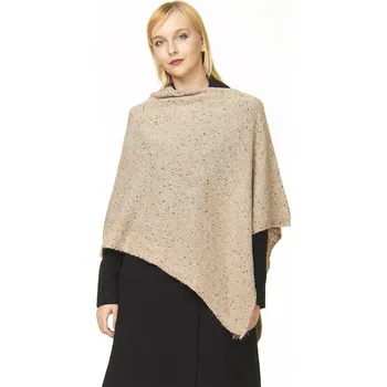 Dámské pončo Contro Corrente PONČO Z MOHÉROVÉ VLNY BEIGE