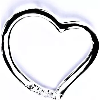 Přívěsek Zlatý přívěsek srdce, bílé zlato, čiré zirkony - P 1254 (Zlaté srdce se zirkony)