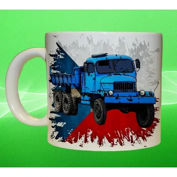 hrnek s náklaďákem Praga V3S 450 ml (hrneček s Pragou V3S veterán truck nákladní auto)