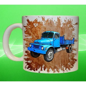 hrnek s náklaďákem Praga S5T oranžový 450 ml (hrneček s Pragou S5T veterán truck nákladní auto ORANŽOVÝ)