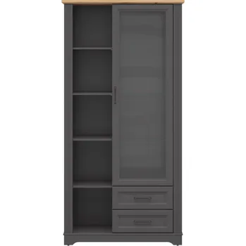 Knihovna Brwcz TOLMIN REG1W2S/200 - vitrína vysoká , GRAFITOVÁ/DUB ARTISAN (3 BALÍKY)