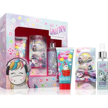 Nestandardní parfém Be a Unicorn Naturaverde pěna do koupele pro děti 100 ml + toaletní voda pro děti 100 ml + sponky do vlasů pro děti 2 ks + gumičky do vlasů pro děti 2 ks