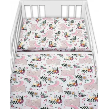Povlečení Baby Nellys 2-dílné bavlněné povlečení Králíček na louce - růžová, bílá