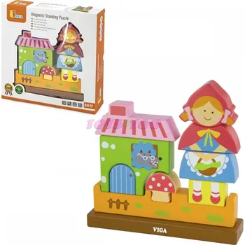 ostatní stavebnice Viga 50075 Dřevěné kostky magnetické - Červená karkulka