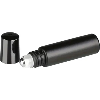 Bez značky Skleněný rollon s kovovou kuličkou 10 ml - černý
