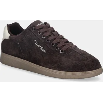 Pánská obuv Semišové tenisky Calvin Klein LOW CUPSOLE LACEUP SU pánské, vínová barva, HM0HM01946 89X, EUR 43