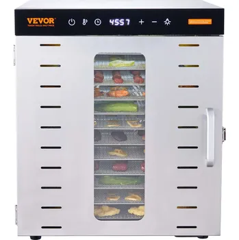 Sušička potravin Vevor Vysoušeč potravin 10 zásobníků nerez 1000W na sušené maso a ovoce
