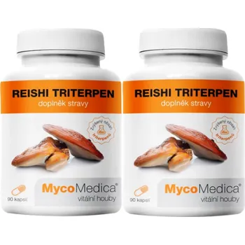 2x MycoMedica Reishi triterpen 180 cps. (Podporuje přirozenou obranyschopnost a vitalitu, přispívá k udržení normální funkce oběhového systému)