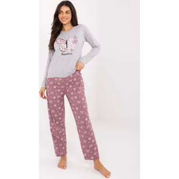 Dámské pyžamo Dámské šedé bavlněné pyžamo s potiskem DU-PI-