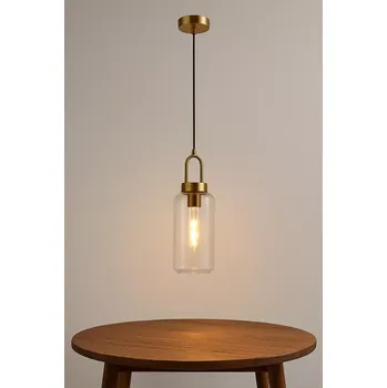 Dekorativní svítidlo Mosazné závěsné svítidlo Slim s čirým stínítkem Lutomin