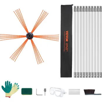 Čistič komínů Vevor Sada na čištění komína 10 m, 10 nylonových pružných prutů, 360° kartáč