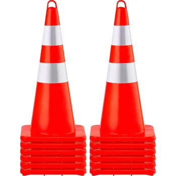 Dopravní značení Vevor Dopravní kužely 12×28" pvc oranžové, 2 reflexní pásy, vážená základna
