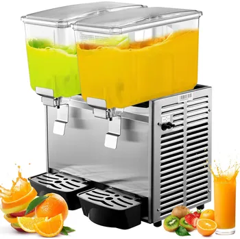 Dávkovač nápoje Vevor Výdejník chlazených nápojů nerezový 2 nádrže 6.4 gallon s termostatem