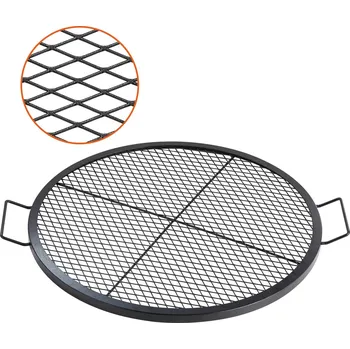 Vevor Kulatá ocelová grilová mřížka na oheň 30 inch s rukojetí, x oporou