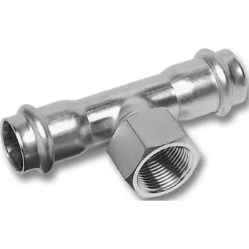 Vodovodní potrubí Sanha NIROSAN 9130G T-kus 42x3/4"x42mm, přechodový, s koncem na vnitřní lisování a s vnitřním závitem na vývodu, voda, nerez ocel