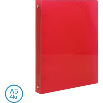Pořadač A5 4 kroužkový červený J250061