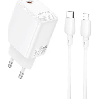 Rychlonabíječka Borofone BN26 Fuente s datovým kabelem Lightning PD 20W bílá
