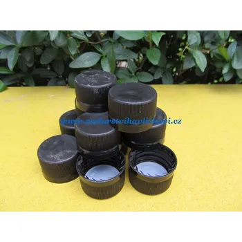 Víčko na lahve plastové černé PP 28 STD (Uzávěr alkork PP28 plast černý se závitem)