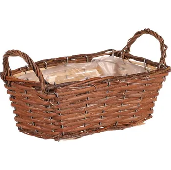 Nákupní košík Autronic Koš proutěný - hranatý, hnědá barva, vel. M, cena za 1 ks, sada 5 ks