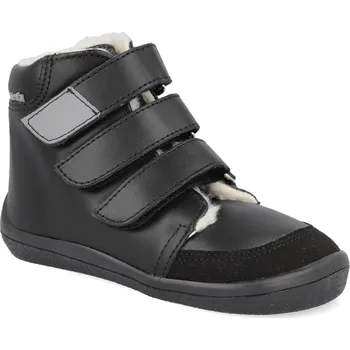 Dívčí zimní obuv Barefoot dětské zimní boty Beda - Just Black s okopem černé Velikost: 28
